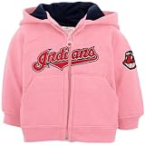 MLB Majestic Cleveland Indians Infant Girls Full Zip Fleece Hoodie - Pink (6-9 Months)