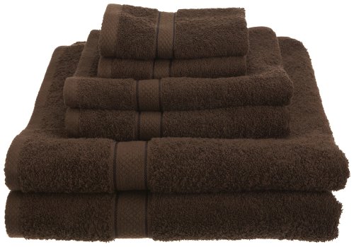 Pike Street 100-Percent Egyptian Cotton 725-Gram 6-Piece Towel Set, Cocoa