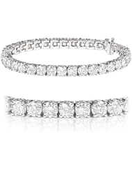 Round Brilliant Diamond 4 Prong Basket 14K White Gold Tennis Bracelet (1.52 cttw,F-G Color, SI2 Clarity), 7.25 Inch