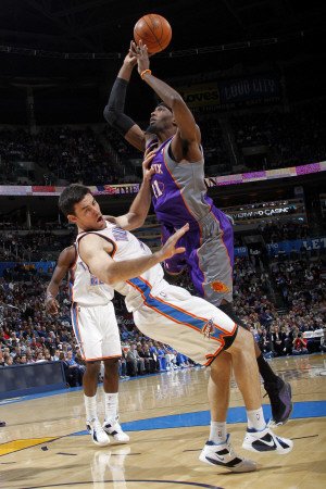 Phoenix Suns v Oklahoma City Thunder: Hakim Warrick and Nick Collison Photographic Poster Print by Layne Murdoch, 16x24