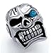 Elfasio Men's Huge Silver Skull Blue Eye Cigar CZ Stainless Steel Biker Ring(Size 11)