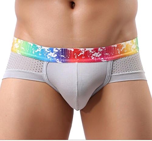 Yqistore Mens Low Waist Triangle Underpants Modal Breathable Mesh Briefs Underwear (Light Gray, XL)