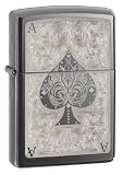 Gambler's Lucky Black Ace of Spade Black Ice Finish Zippo Lighter New