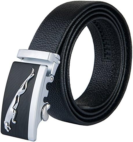 Katusis New Mens Black Ratchet Belt Fashion Business Casual Style Genuine Leather 3.5cm Width (10)