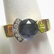 14K Two-Tone Gold Sapphire, Yellow and White Diamond Ring