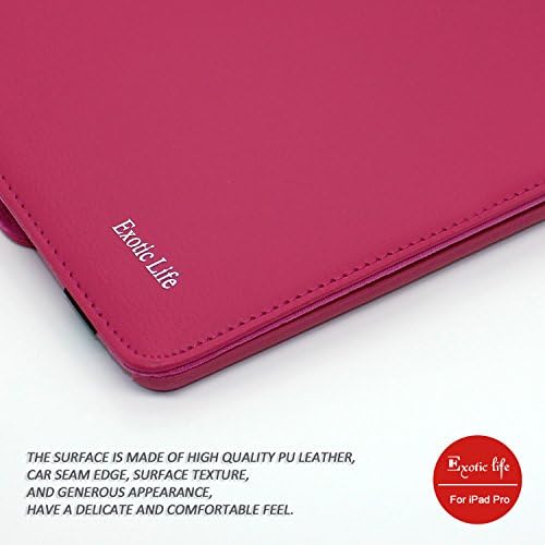 Exotic life iPad pro Case - 360 Degree Rotating Stand Case with Smart Cover Auto Sleep / Wake Feature for iPad pro 2015 Model, Rose