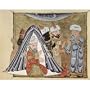 Arab painters around 1335 (Maqamat (assemblies) of the al-Hariri, scene: Al-Harith speaks with the splendidly dressed Ab - 13x19