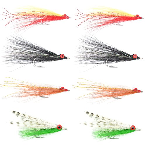 The Fly Fishing Place Clousers Minnow Fly Fishing Flies Assortment - Collection of 8 Saltwater and Bass Flies - Hook Size 1/0