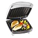 George Foreman 13627 Baby Grill Silver with sloped grill design and bun warmer - cooks up to 2 portions