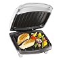 George Foreman 13627 Baby Grill Silver with sloped grill design and bun warmer - cooks up to 2 portions