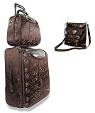 Brighton Inspired Ladies 2 Piece Brown Alligator Heart Rolling Travel Set