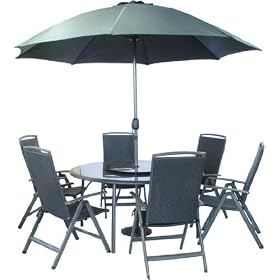 8 Piece Valencia Round Recliner Aluminium Wicker Garden Furniture Set
