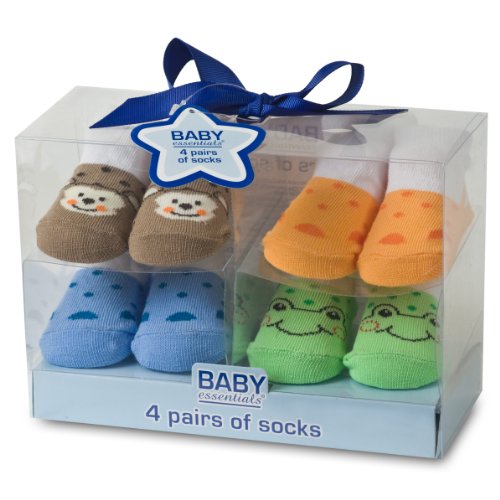 Baby Essentials Boys Water Shoe Design 4 Pack Sock Set,
