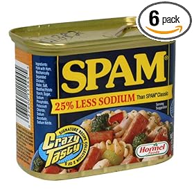 SPAM 25% Less Sodium, 12-Ounce Cans (Pack of 6)