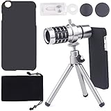 Luxsure&reg; iPhone Camera lens kit With 12x Zoom Aluminum Telephoto lens Manual Focus Lens + Universal Phone Holder + Mini Aluminum Tripod + Hard Protection Case for iPhone 6s/6s Plus/6 plus/6/5s/5