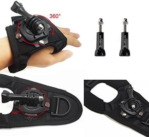 BlueHorn Large/L Size 360 Degree Rotating Adjustable Wrist Mount+2 Long Thumb Screw Bolts for gopro Accessories for GoPro Hero4 Silver Black Hero 4 Hero 3+/3/2/1 Camera,