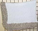 Knitted on Hand Knitting Machine Blue Cotton Hand Crocheted Finished with Grey Chenille Large Blanket for Infants and Toddlers