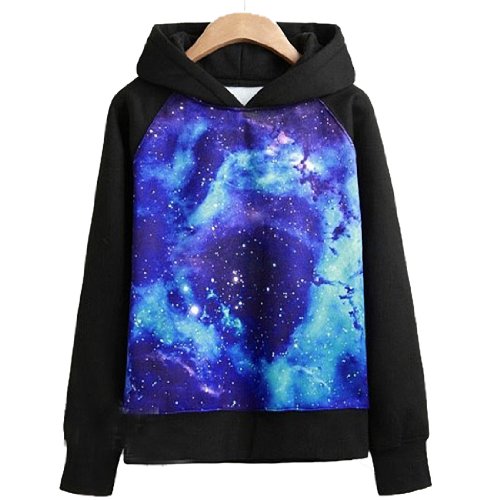 Women Men Unisex Starry Galaxy Hoodie Fashion Couple's Hooded Jumper Outerwear