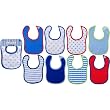 Luvable Friends 8-Pack Drooler Bibs - Blue Assortment