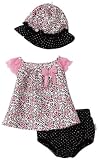 Vitamins Baby Girl Newborn Leopard Print Three-Piece Diaper Set With Hat, Black, 6 Months