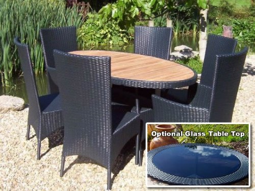 Garden Wicker Furniture - Oval 6 Seater set Java Brown Garden Wicker Furniture - Oval 6 Seater set Java Brown