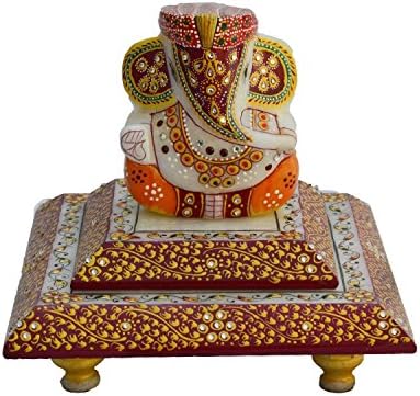 Ganesh, ganesha, ganesh on chowki, beautiful chowki ganesh handicraft product, good for gift, home decor, table décor_TR_MPC_012_US