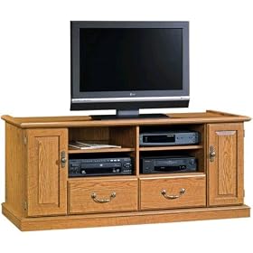 401346 Sauder 59.5" Wide HDTV / TV Stand with Drawers and Cabinets - Carolina Oak