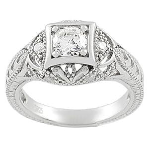 Tressa Sterling Silver Round-cut Pave-style Cubic Zirconia Ring Tressa Sterling Silver Round-cut Pave-style Cubic Zirconia Ring