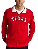 MLB Men's Texas Rangers Profector Mock Neck Full Zip Raglan Jacket (Athletic Red/Deep Royal/White, Large)
