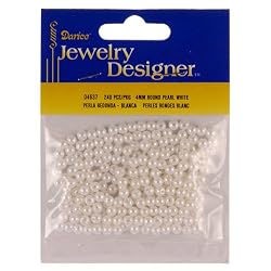 4mm Loose Round Pearls, White, 240 Pc Pkg (1 Pack)