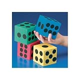 12 Asst Color Jumbo Foam Playing Dice 2 1/2" Favors