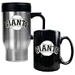 San Francisco Giants MLB Stainless Steel Travel Mug & Black Ceramic Mug Set - Primary Logo by Great American Products