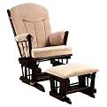Regency Premium Multi-Position Locking Glider Rocker and Ottoman Set- Espresso Finish with Tea Micro Fiber