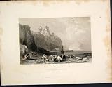 TAMTALLAN CASTLE EAST LOTHIAN FINE ART c1877 OLD PRINT