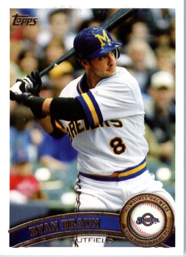 2011 Topps Baseball Card #1 Ryan Braun - Milwaukee Brewers - MLB Trading Card In A Protective Screwdown Case