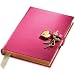 Genuine Leather Heart Lock Diary, Working Key and Lock, Pink, 8