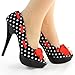 Show Story Sexy Peep Toe Polka Dots Bow Platform Stiletto High Heel Pump,LF30421