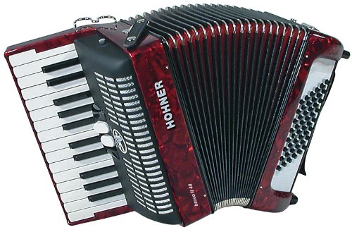NEW HOHNER PIANO ACCORDION BRAVO II RED TREMOLO (MM) 26/48 BASS ACCORDIAN w CASE