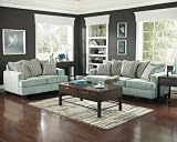 2 PCs Contemporary Design Light Aqua Green Upholstery Sofa and Loveseat Set