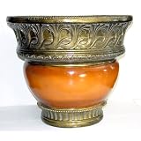 Planter: Decorative Dark Brown Fiberglass Planter 13.5 in