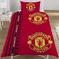 Manchester United FC Football Duvet Cover and Pillowcase 'Stripe' Design Bedding