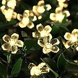 Boilee 50LED led　ソーラー充電式 　ガーデンライト 結婚式 桃花形電飾　クリスマス 　屋外 防水 ウォームホワイト A036