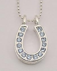 Large Rhinestone Horseshoe Necklace, Blue