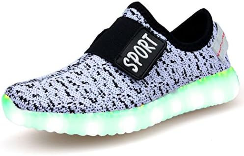 MINMAI Kids 7 Colors USB Charging LED Luminous Light Up Shoes grey EU37