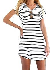 Sexy Striped Print Cotton/Polyester Short Sleeves Club Dress/Mini Dress 