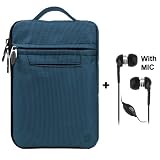 Blue Durable Nylon Protective Carrying Cover Sleeve Case For Pandigital Novel 7" Color Multimedia eReader + Black Clear High Quality HD Noise Filter Ear buds Earphones Headphones with a MIC ( 3.5mm Jack )