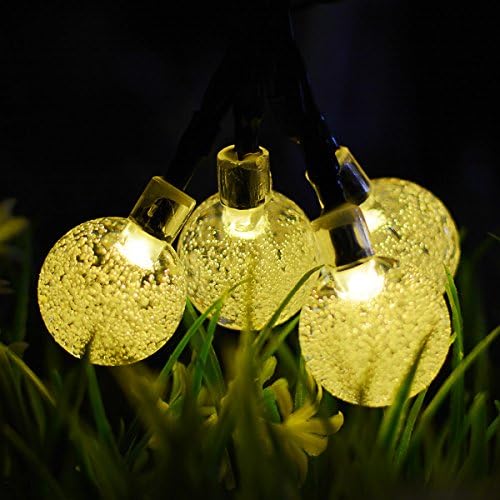 Solar Powered Garden Lights String - Angeka 20 Foot Long Lights String 30 LED Lights Warm White Fairy Lighting for Home, House, Party, Wedding, Birthday Decoration(Globe Lights)