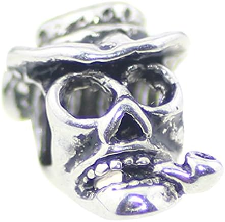 Beads Hunter Jewelry Old Skull Smoking a Pipe European Bead Charm Pandora Chamilia Biagi & European Bracelets Compatible