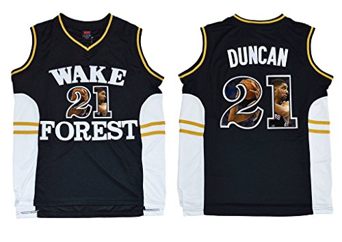 WEENKS Men's Tim Duncan 21 Wake Forest Demon Deacons College Basketball Jersey