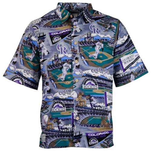 Buy Reyn Spooner Colorado Rockies Blue Scenic Print Hawaiian Shirt by Reyn Spooner